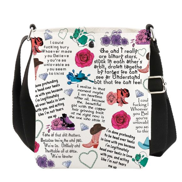 Chestn-T Spring Books Merch Book Series Quote Crossbody Bag Romance >:) - Picture 1 of 7
